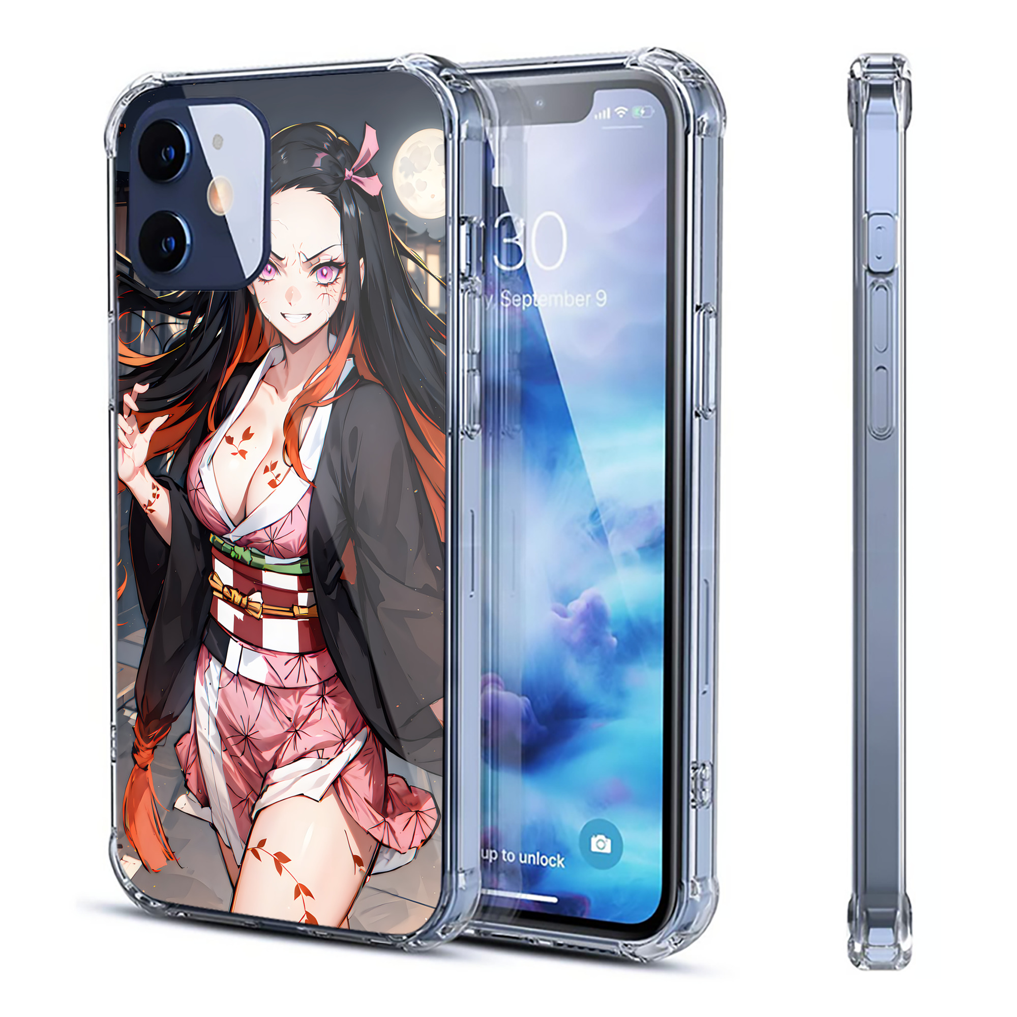 （画像用） 鬼滅の刃（きめつのやいば）竈門 禰󠄀豆子／かまど ねずこ Kamado Nezuko 【iPhone 12シリーズ対応】透明スマホケース（クリアソフトケース）